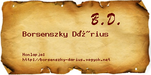 Borsenszky Dárius névjegykártya